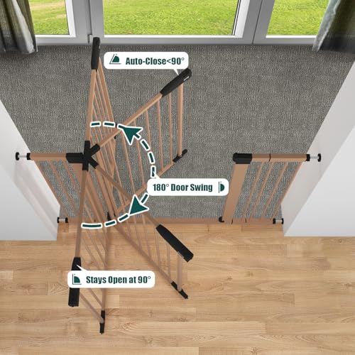 29.7" 46" Baby Gate for Stairs (Brown / 29.7-46"Wide,30"Tall)