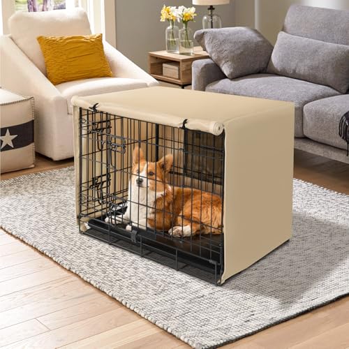 Dog Crate Cover (Beige (with window) / 42 Inch)