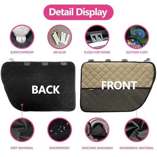 2PCS Car Door Protector for Dogs Pet Car Cover (Cream)