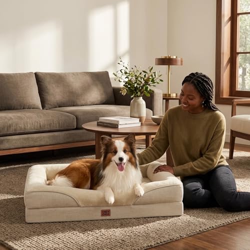 Orthopedic Dog Bed for Large Dog (Beige / 36x27x7)