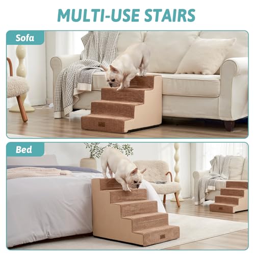 Dog Stairs for Small Dogs (Light Brown / 19.7x29.5x23.6 inch)