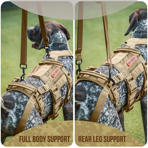 Breathable Dog Lift Harness for Large Medium Sized Dogs (Large / Brown)
