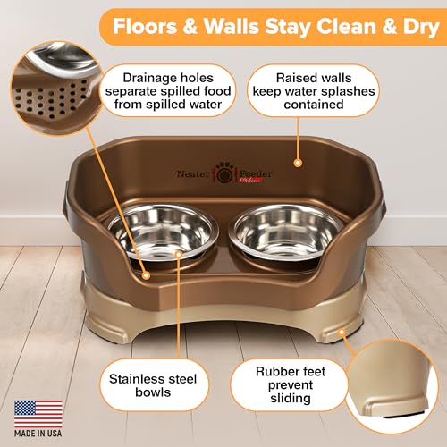 Neater Feeder Deluxe Mess Proof Cat Bowls Elevated (Cat with Standard Bowl / Bronze)