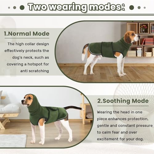 Dog Anxiety Vest with Hoodie (X-Small / Army Green)