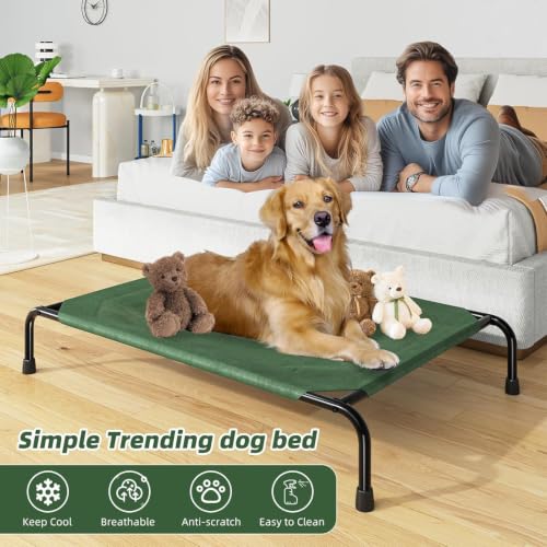 Raised Dog Bed for Large Dogs (47.75"L x 30.5"W x 8"Th / Green)