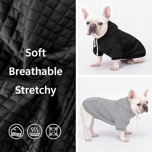 1 Pack Dog Hoodie Sweaters for Small Medium Dogs Warm Dog Clothes for Large Dogs Soft Waffle (Black / S (Back: 11.5",Chest: 15.5", 11-18lbs))