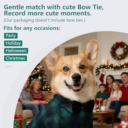 Dog Shirt Pet Plaid Clothes Shirt T (3XL-(26~38lb)-Chest~26.8" / Green)