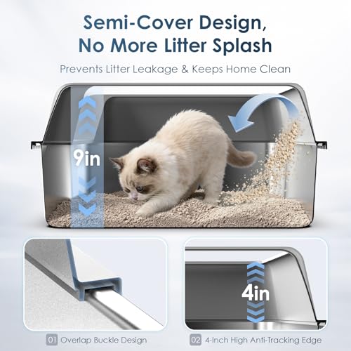 2 Pack 17.3" x13.4"x9" Stainless Steel Litter Box (2PK with 5" Deep)