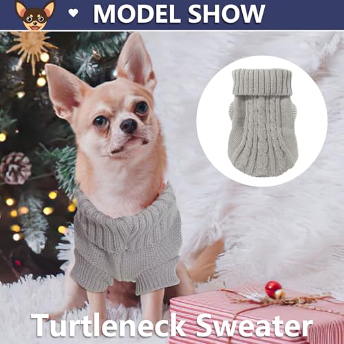 2 Pack Dog Sweaters for Small Dogs (XX-Small / Navy Blue-Grey)