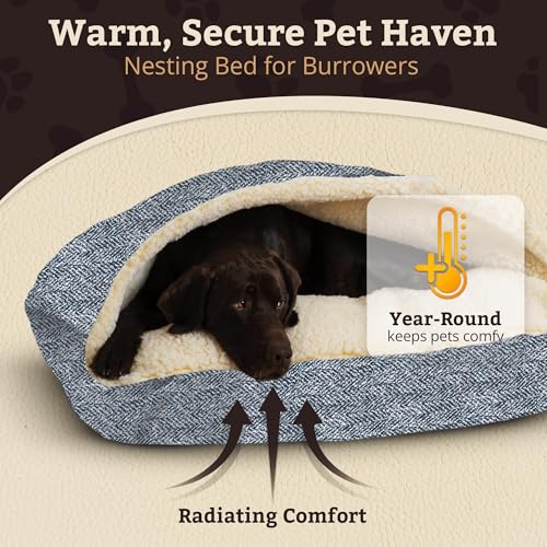 Rectangle Cozy Cave Dog Bed (Palmer Indigo / Small)