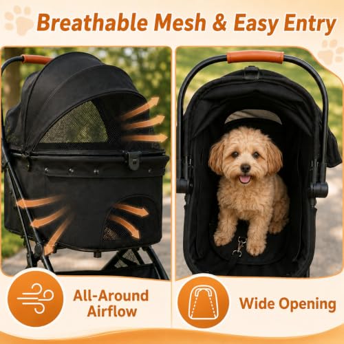 Pet Stroller with Detachable Carrier (Gray)