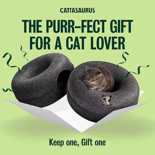 Peekaboo Cat Cave Donut for Multiple & Large Cats up to 30 (Dark Gray + Dark Gray / Large)
