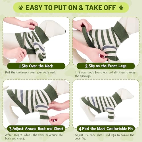 Small Dog Sweater (Green Stripe Pullover(Order One Size Up) / Medium)