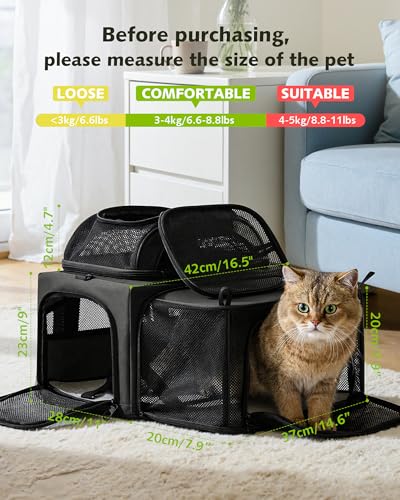 Top Expandable Airline Approved Pet Carrier for Cats (Dark Gray)