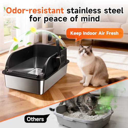 Stainless Steel Litter Box (BLACK-1 XL)