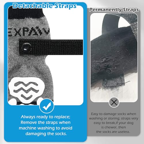 6PCS Anti Slip Dog Socks to Prevent Licking Paws (Large (6 Count) / Black Grey)