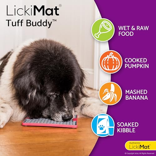 Tuff, Heavy-Duty Buddy, Dog Slow Feeder Lick Mat, Boredom Anxiety Reducer; Perfect for Food, Treats, Yogurt, or Peanut Butter, Fun Alternative to a Slow Feed Dog Bowl, Green (Green)