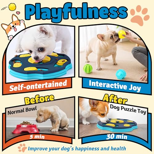 9 Pack Dog Enrichment Toy Set with Puzzle Toy & Lick Mats (All-Around Dog Puzzle Toys)