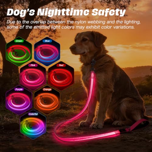 Light Up Dog Leash (Pink / 4FT)