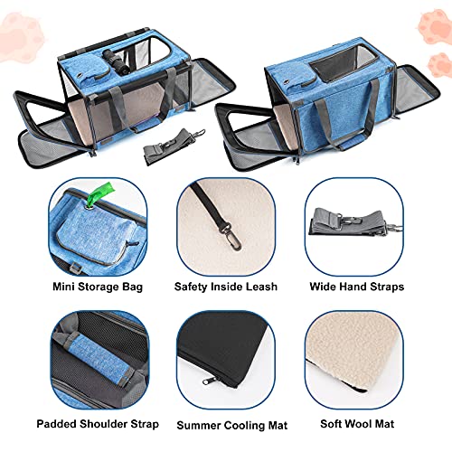 Pet Carrier for Large and Medium Cat (Blue / 18.1"L x 11.8"W x 11.8"H)