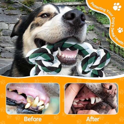 XXL 6 Knot Dog Rope Toy for Aggressive Chewers Large Breeds 40in Long Heavy Duty Dog Teething Chew Toy for Puppy Large Dogs Almost Durable Cotton (40in)