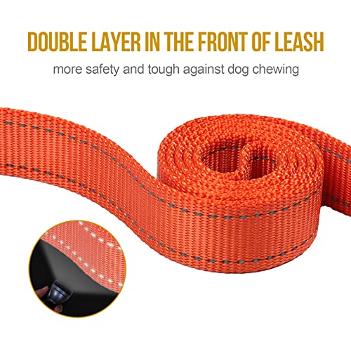 No Pull Dog Leash with Handle for Medium Large Dogs (Orange / 6FT)