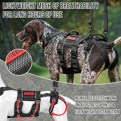 Breathable Dog Lift Harness for Large Medium Sized Dogs (Large / Black)