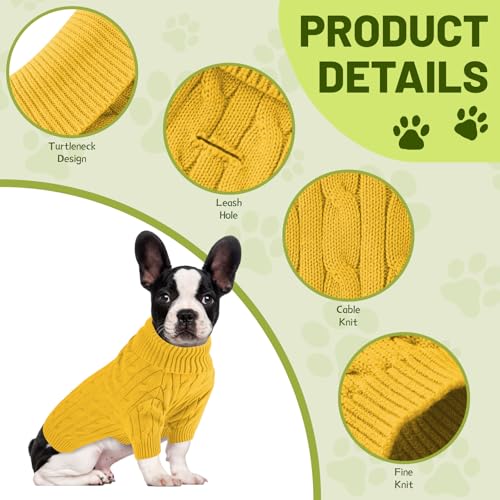 Small Dog Thermal Pullover Sweater (Yellow(Order One Size Up) / Large)