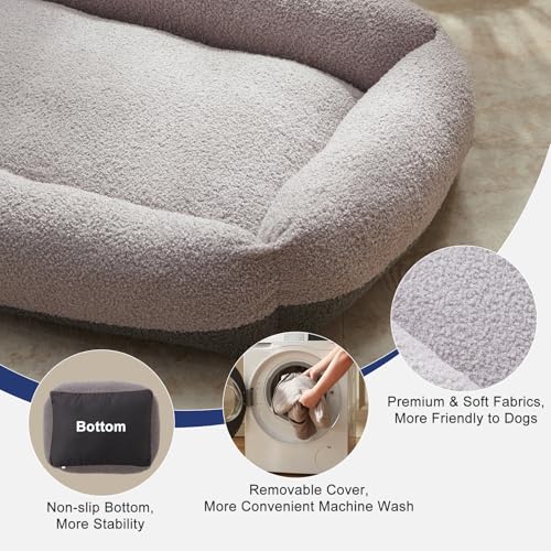 Washable Dog Bed Extra Large Sized Dogs (Grey / XL(42''x30''x8''))