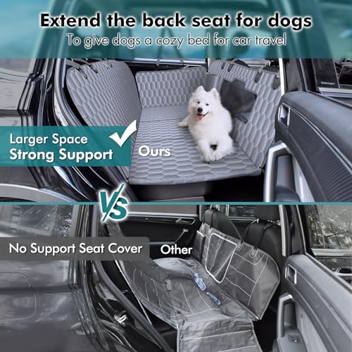 L Back Seat Extender for Dogs (Grey / L Pickup Truck/Cars / Mid-Size SUV)