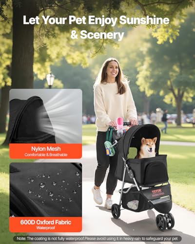 Pet Stroller 35 lbs Weight Capacity (3 wheels, For Pets up to 35lbs)