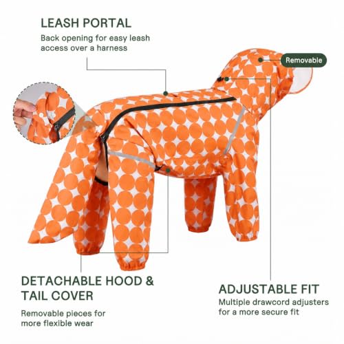 Polka Dot Dog Raincoat (Orange / Large)
