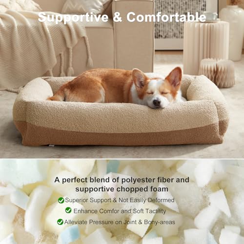 Dog Bed Large Sized Dogs (Beige / L(36''x27''x8''))