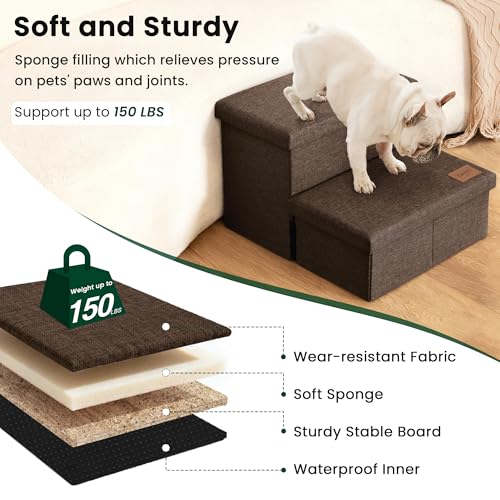 Dog Stairs for High Bed (Coffee / 19" X 17" X 13" H)