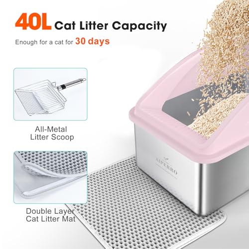 Stainless Steel Litter Box (Cute Pink / XX-Large)