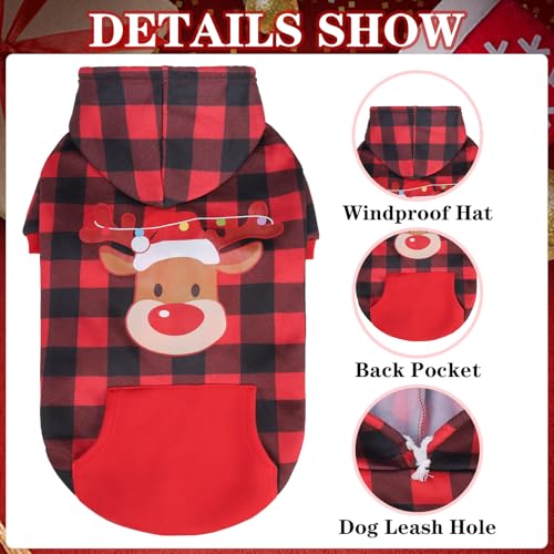 Plaid Dog Hoodie (Large / Xmas Buffalo Check)