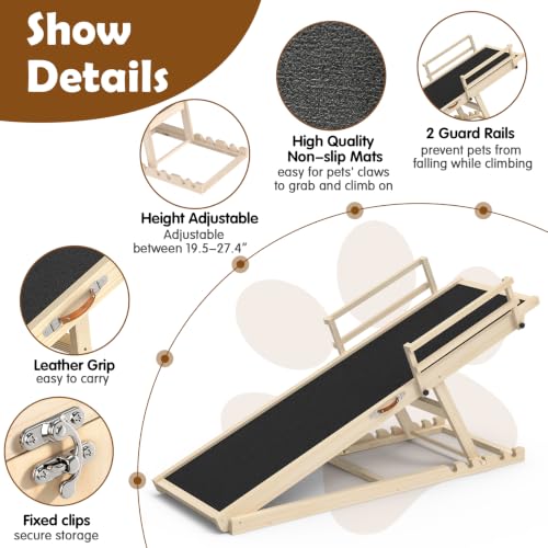 Dog Ramp for Couch (55.11"L*20.21"W*19.68"~27.55"H)