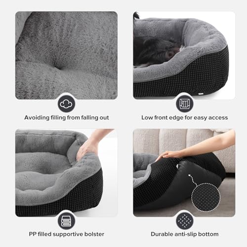 Large Dog Beds Large Sized Dog (L PLUS (38"x28"x8") / Black)