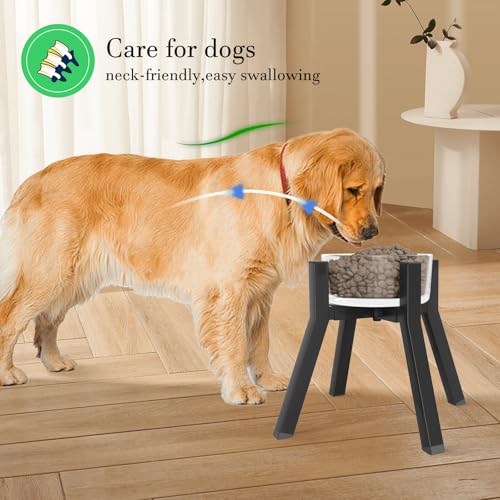 Dog Bowl Stand for Medium & Large Dogs (Height: 11", Width: 7-10.6" / Black, 4-Legs, 11H-Square)