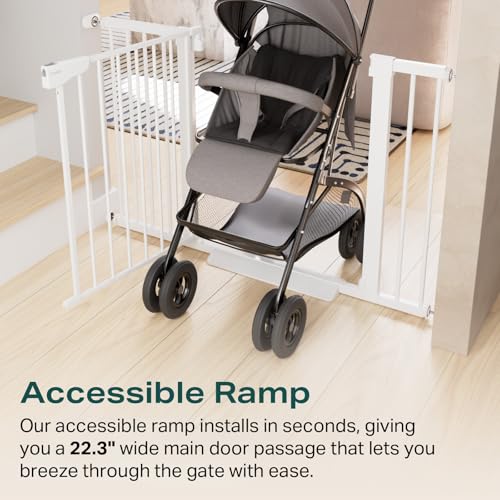 2 Pack 30 40.6 in Baby Gate for Stairs and Doorways (White / 30-40.6"W x 30.5"H (2 Pack ))