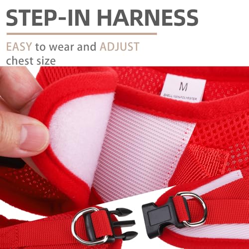 Dog Harness Collar and Leash Set No Pull for Small Medium Sized (Solid Red / S (CHEST 14.5"-16"))