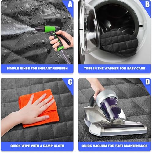 Dog Car Seat Cover for Back Seat (X-Large - 61" W / Black)