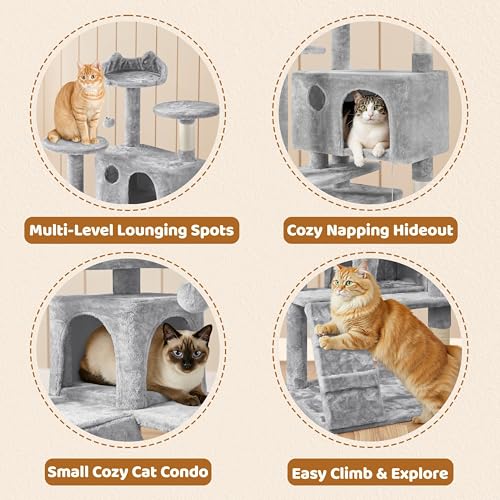 62in Cat Tree Tower (Light Gray / 62in)