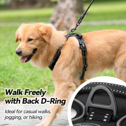 No Pull Dog Harness Large with Front Clip & Neck Release Buckle (Large / Black)