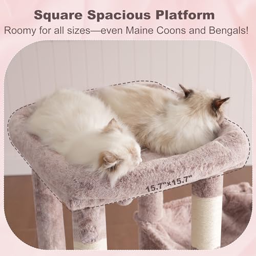 Heavy Duty Cat Tree with Large Base for Large Indoor Cats HCT026MU (Rosy Brown / L)
