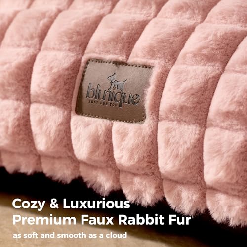 Cat Couch Bed with Fluffy Faux Rabbit Fur for Indoor Cats (Pink / Medium: 30"L x 20"W x 10"Th)