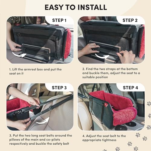 Center Console Dog Car Seat for Small Pets to 11lbs