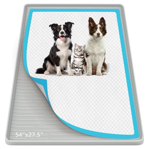 Pee Pad Holder for Dogs 54"x 27.5" Extra Large Silicone Puppy Pee Pad Tray (54"x27")