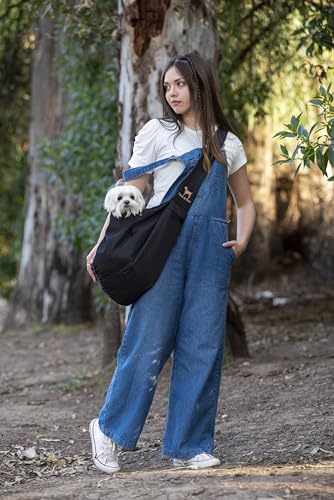 Dog Sling Carrier for Small Dogs 5 (Black / 18.0"L x 10.0"W x 6.5"H)