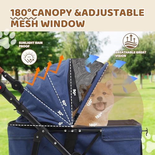 All Terrain Pet Stroller for 2 Small Dogs (Blue)